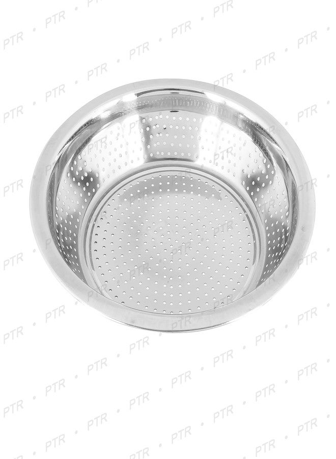 PTR (14 inch) Steel Chalni Strainer for Washing Draining Rice Pasta Noodles Poha Vegetables Fruit Basket - Image 4